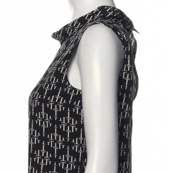 Tory Burch Silk Sleeveless Blouse Logo Print - Picture 3 of 9